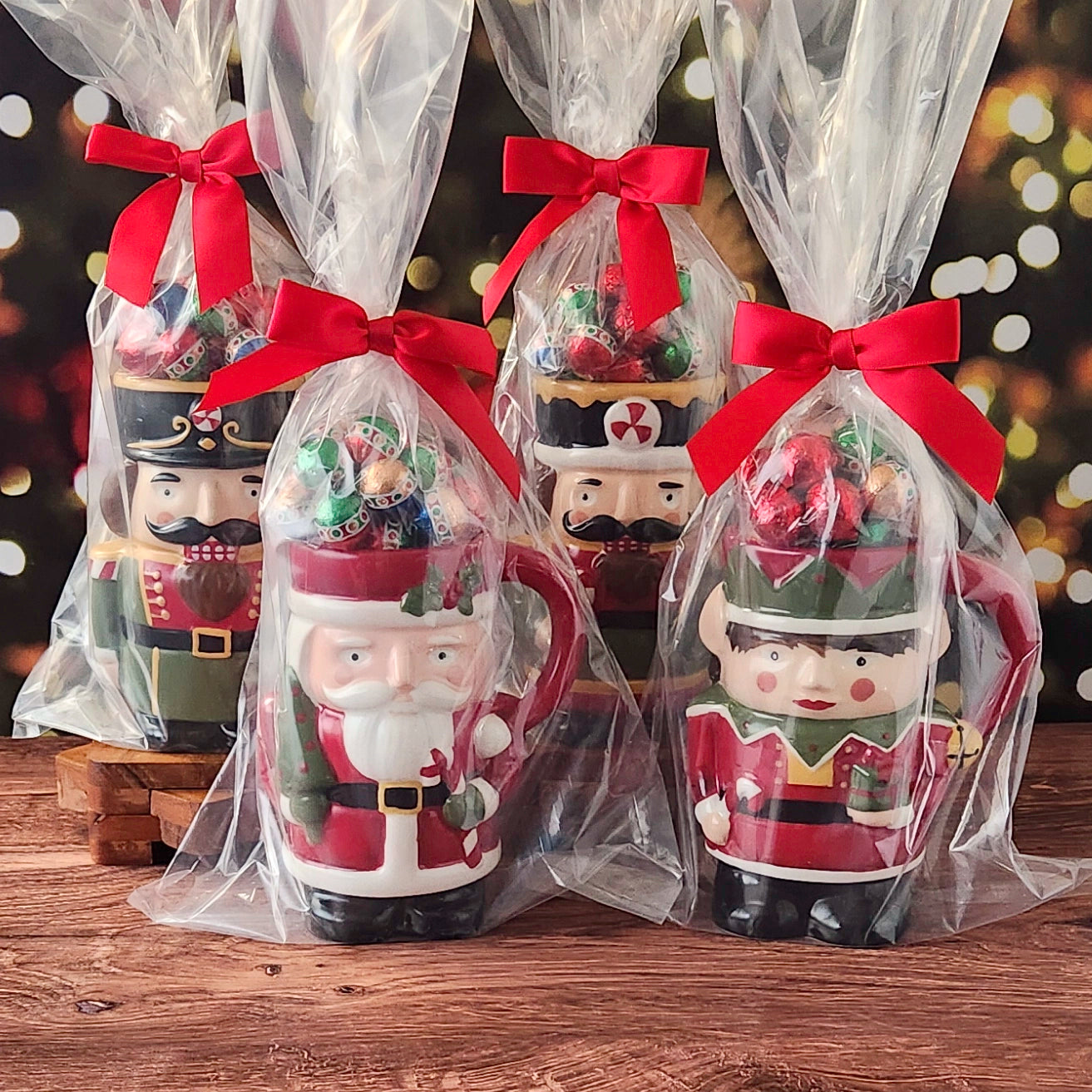 Nutcracker Mug Filled with Milk Chocolate Foiled Ornaments