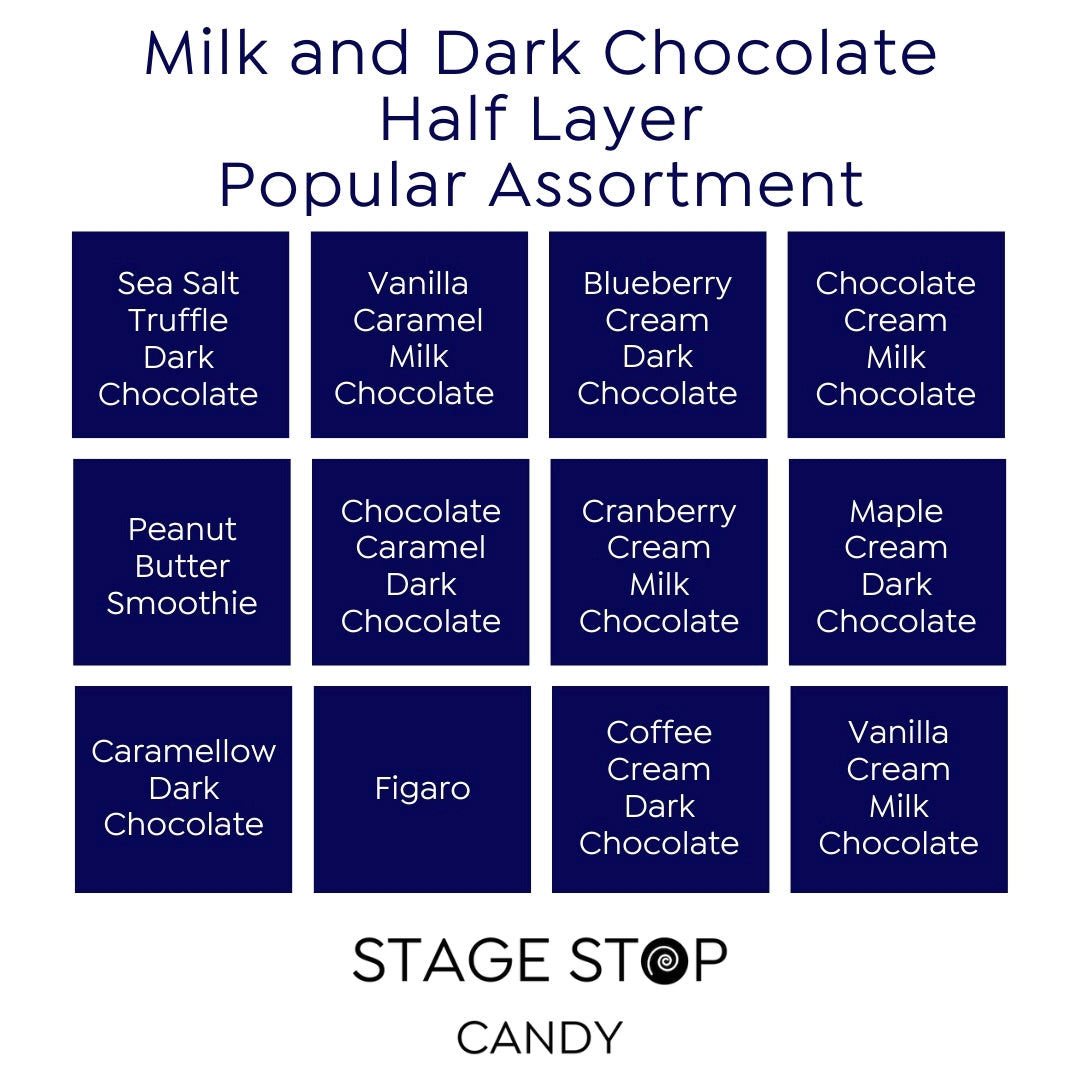 Milk and Dark Chocolate Half Layer Popular Assortment flavor guide