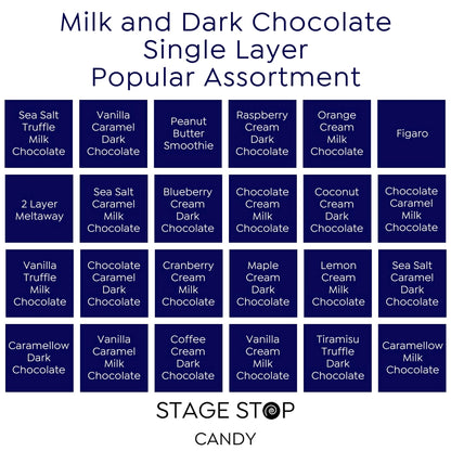 Milk and Dark Chocolate Single Layer Popular Assortment flavor guide