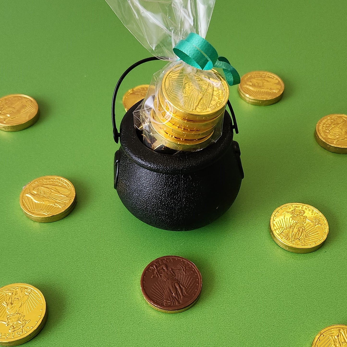 St Patrick's Day Kettles with Milk Chocolate Foil Coins