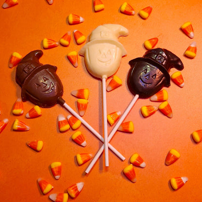 Chocolate Pumpkin with Hat Lollipop