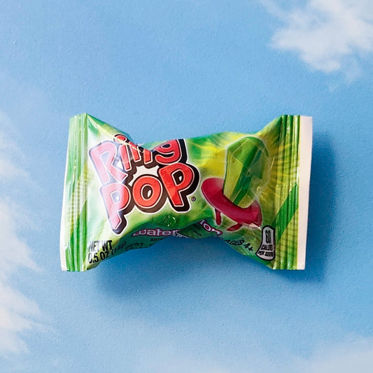 One individually wrapped Ring Pop.
Choose from either Fruit Blast or Twisted.
Flavor will be selected at random.