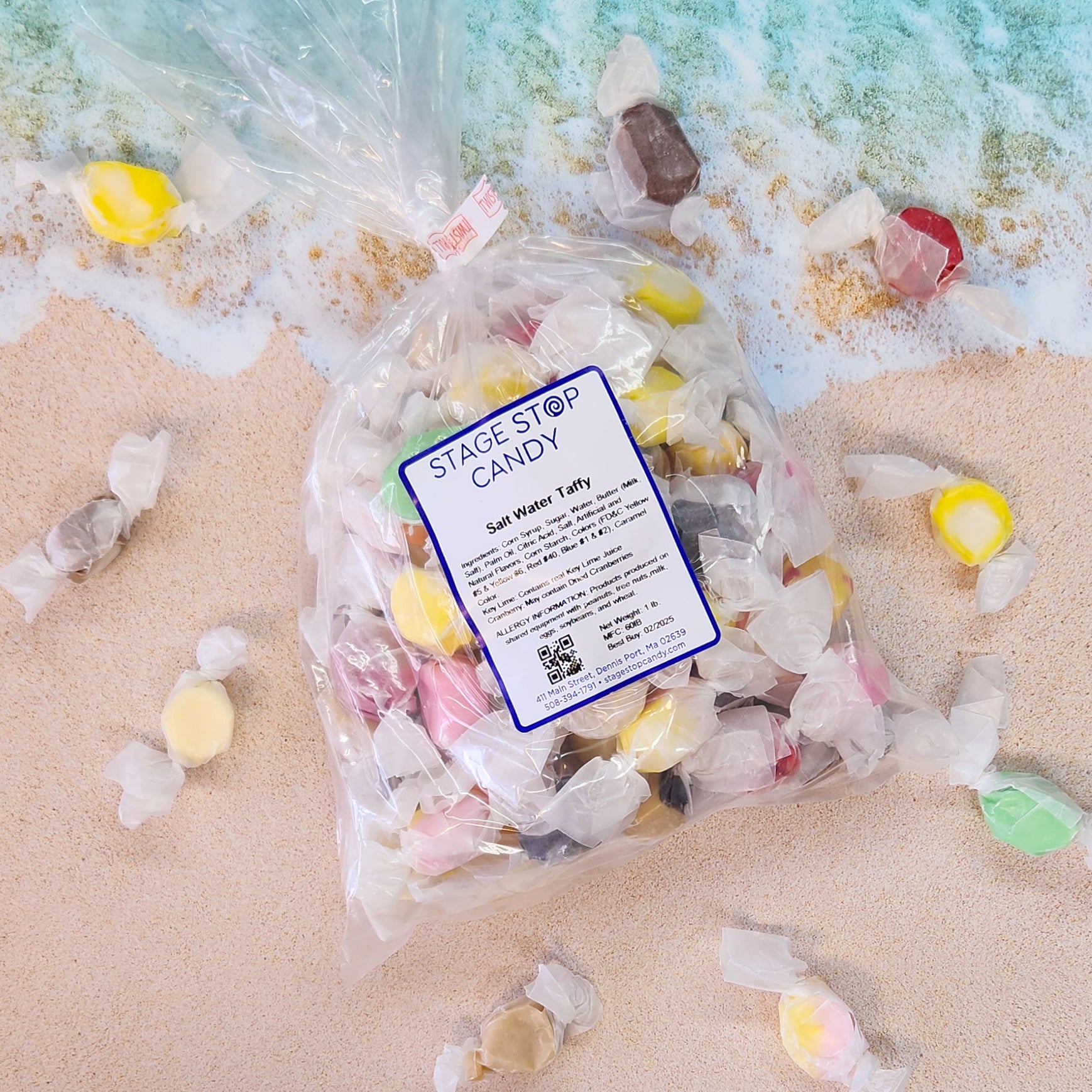 1lb bag of assorted salt water taffy flavors