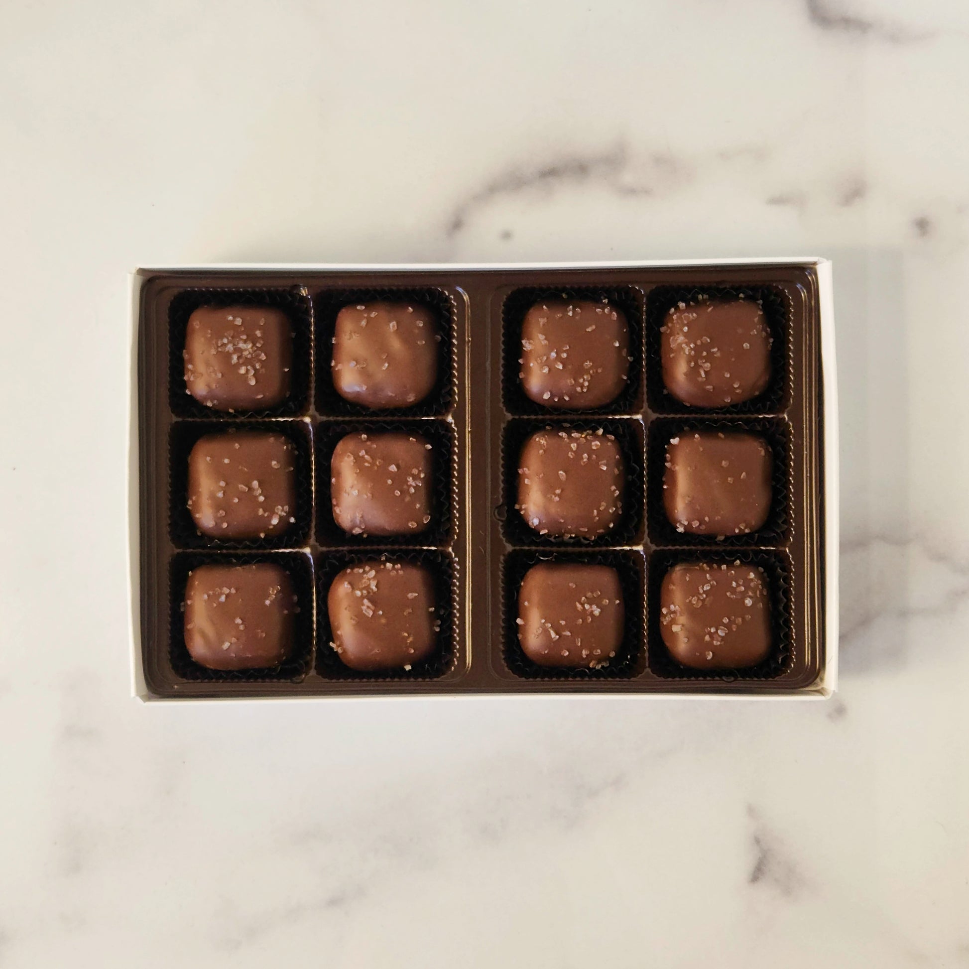 12  Piece box of Milk Chocolate Sea Salt Caramels