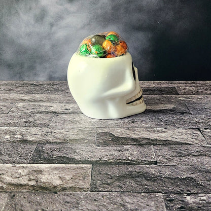 Grinning Skull Halloween Gift Mug with Chocolate