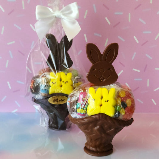 Large Chocolate Basket with Smiling Bunny Pop ***In Store Pick-Up Only***