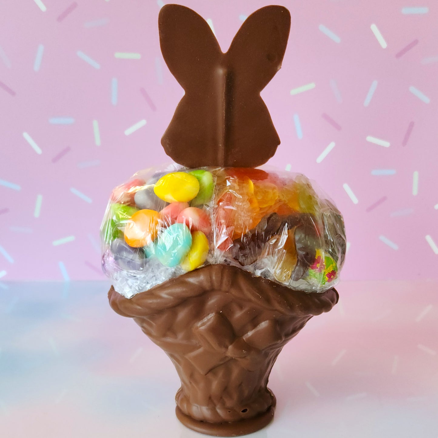Large Chocolate Basket with Smiling Bunny Pop ***In Store Pick-Up Only***