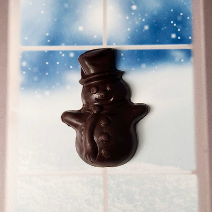 Dark chocolate snowman favor