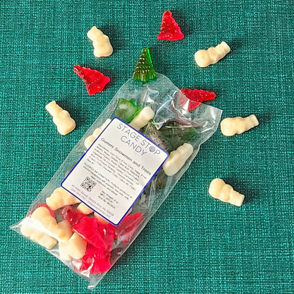 Celebrate the season with our Gummi Snowmen and Trees! These festive gummies are shaped like cheerful snowmen and holiday trees, making them the perfect sweet snack for the holidays. Packed in a convenient 6-ounce bag, they’re great for stocking stuffers, party favors, or simply enjoying as a fun and fruity treat