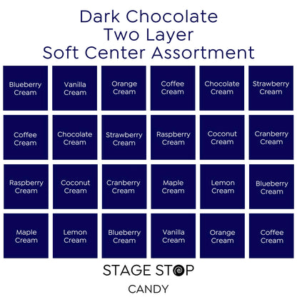 Dark Chocolate Two Layer Soft Center Assortment flavor guide