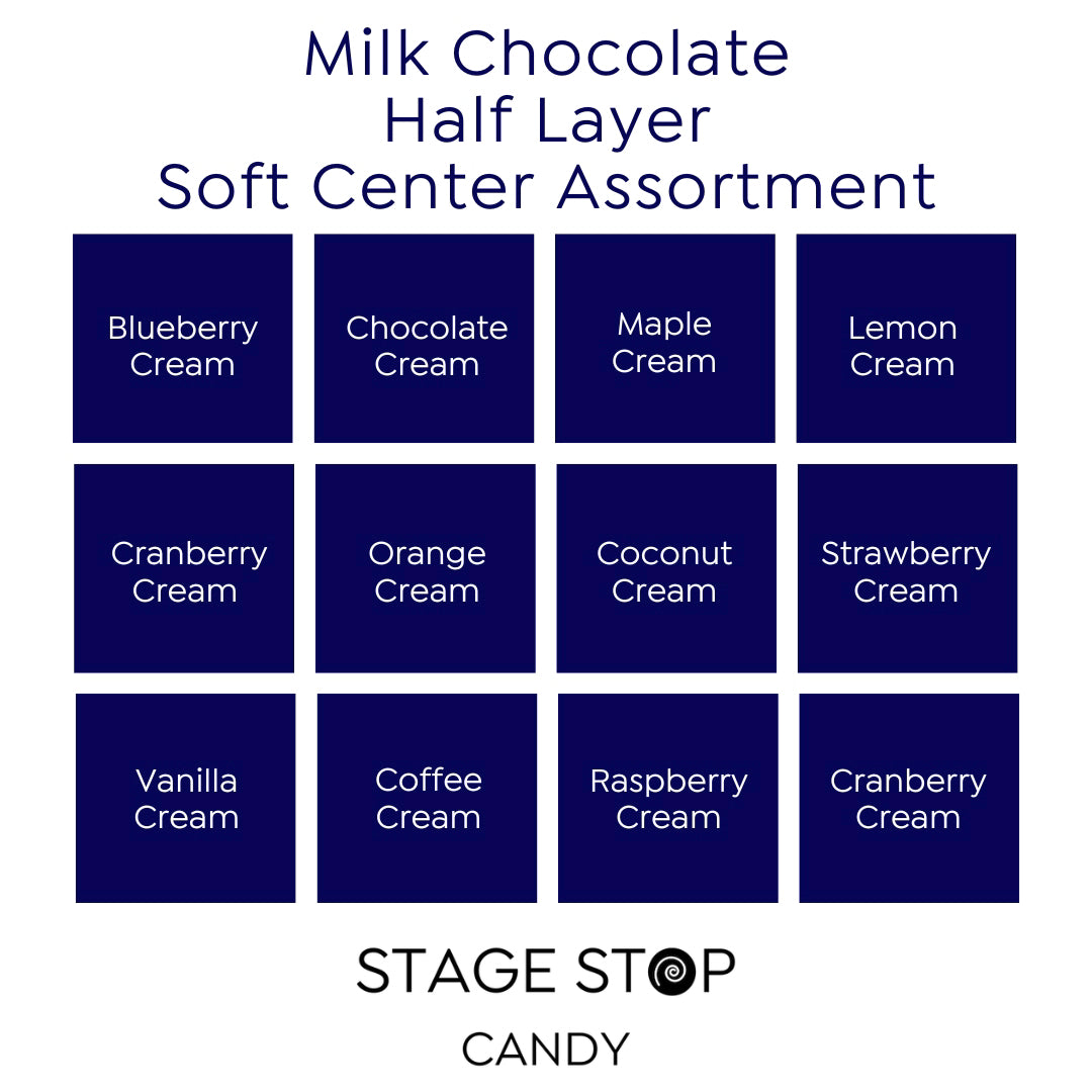 Milk Chocolate Half Layer Soft Center Assortment flavor guide