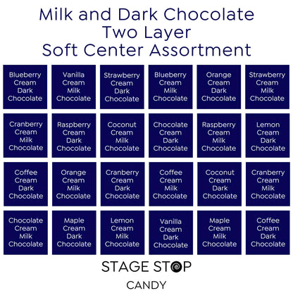 Milk and Dark Chocolate Two Layer Soft Center Assortment flavor guide