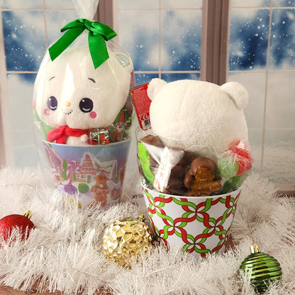 Holiday Gift Pail with Stuffed Animal