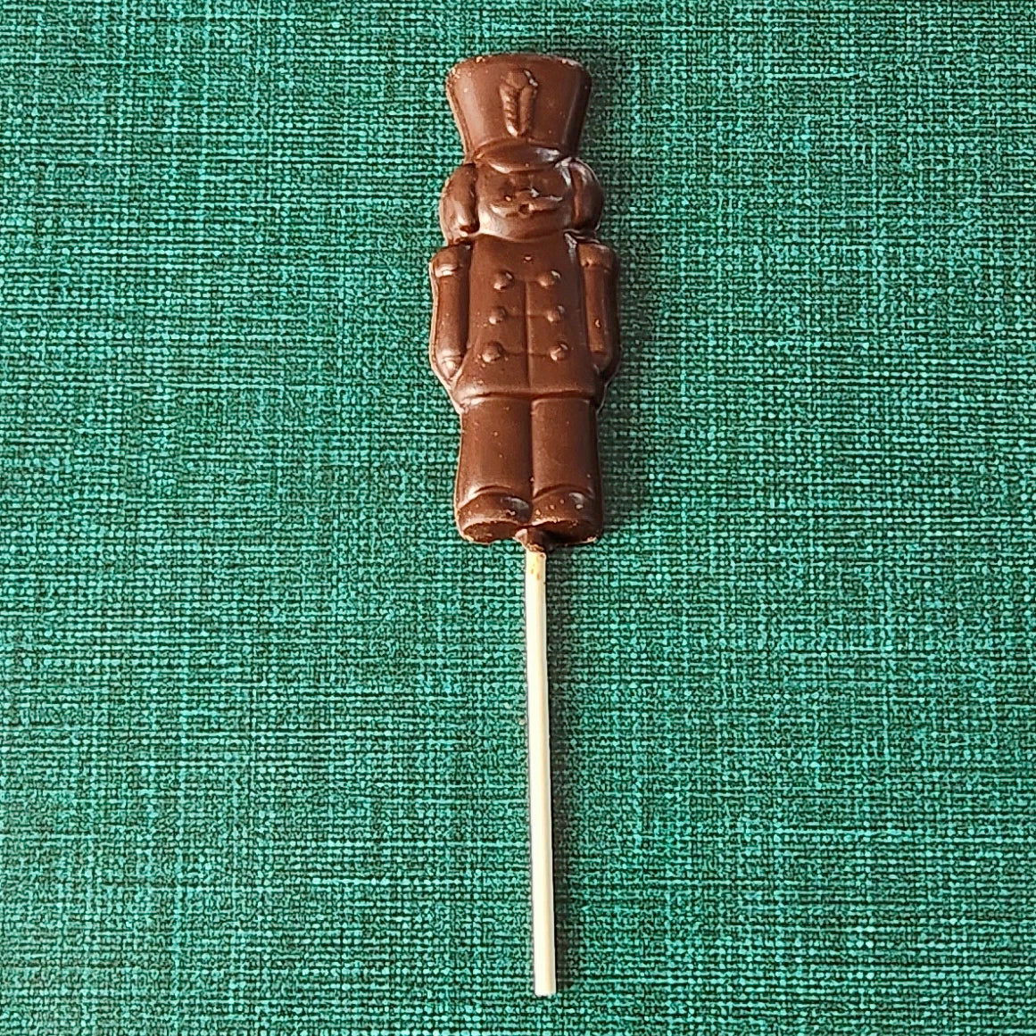 Dark chocolate toy soldier lollipop