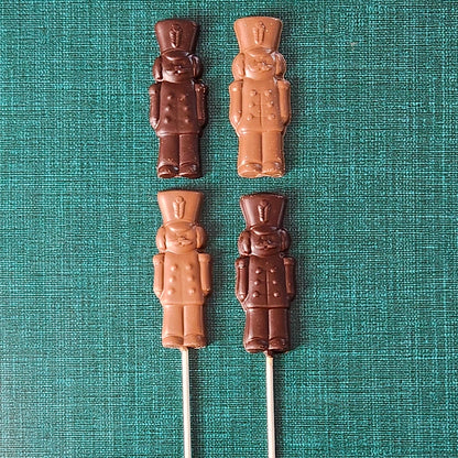 Chocolate toy soldier lollipop - available in milk or dark chocolate