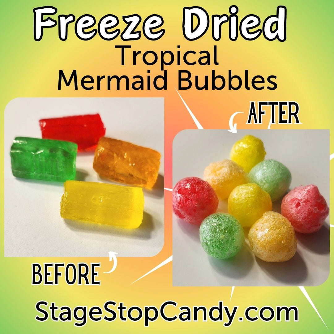 See the before and after of what happens when you freeze dry a hard candy...It turns into a crunchy airy crispy bite!