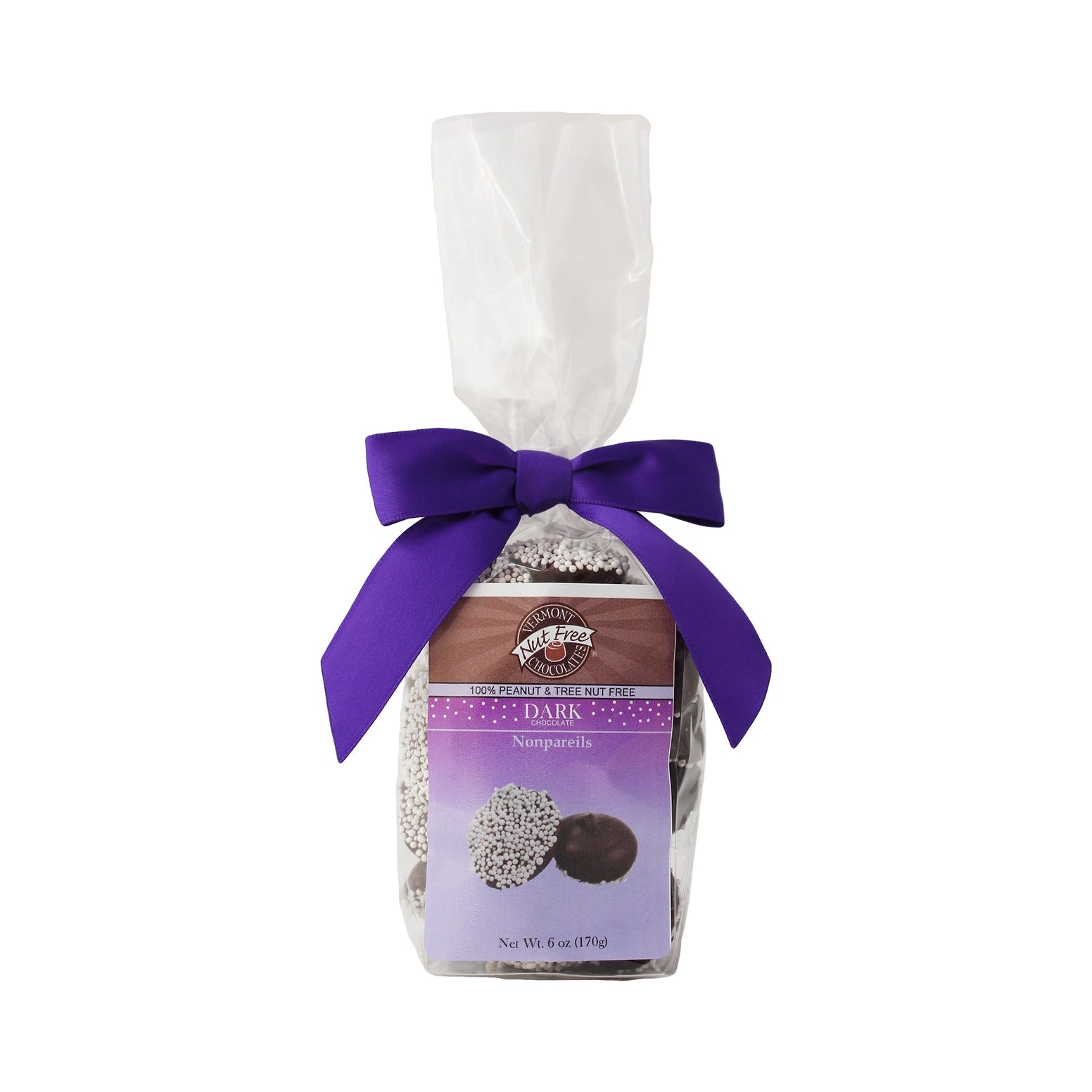 Vermont nut free Dark Chocolate nonpareils.  Comes in 6oz bag