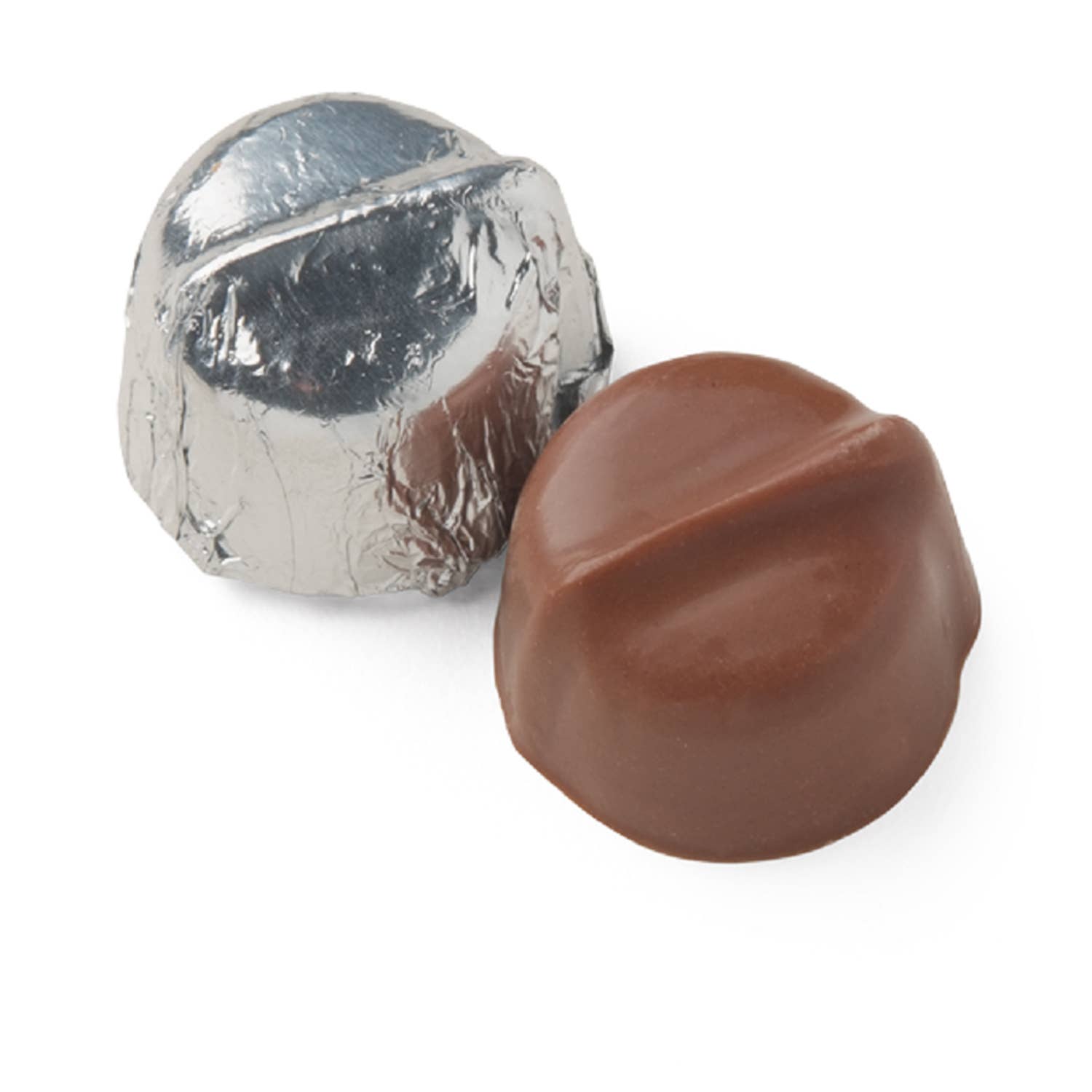A closeup view of the Vermont Nut Free Milk Chocolate Foiled Drops
