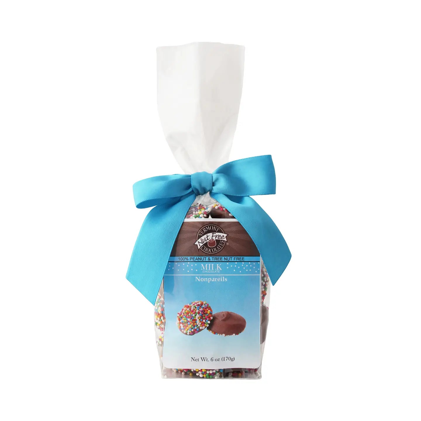 Vermont nut free Milk Chocolate Nonpareils.  comes in 6oz bag