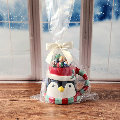Whimsical Penguin Gift Mug with Chocolate