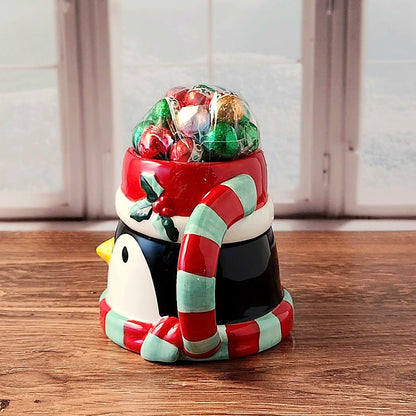 Whimsical Penguin Gift Mug with Chocolate