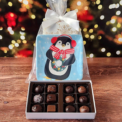Penguin Plate Set with Milk and Dark Chocolates