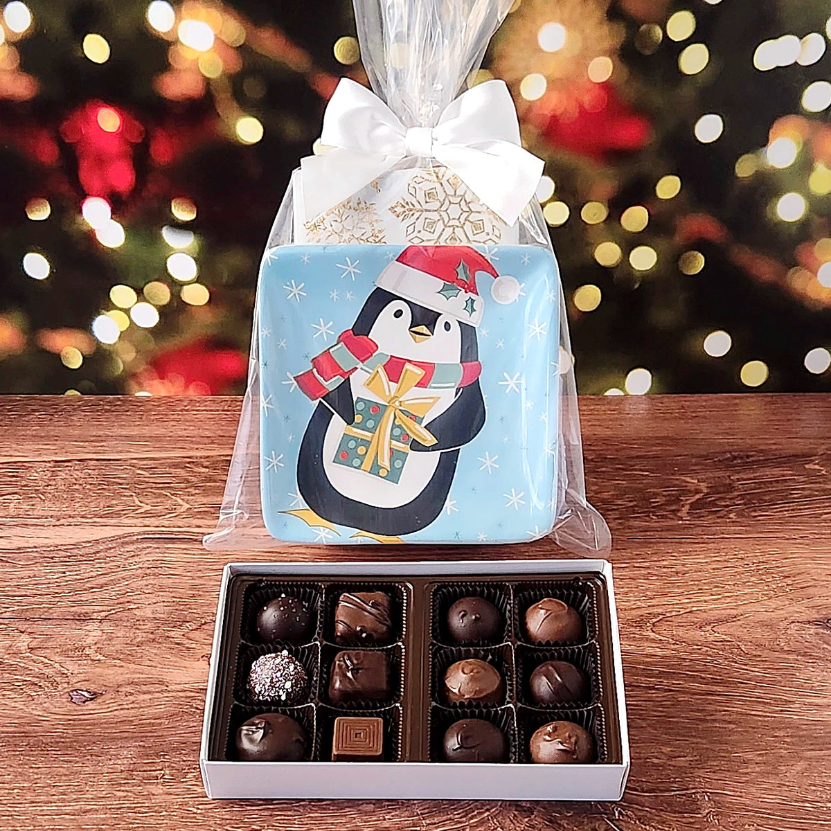 Penguin Plate Set with Milk and Dark Chocolates