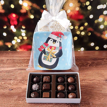 Penguin Plate Set with Milk and Dark Chocolates
