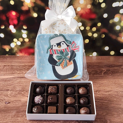 Penguin Plate Set with Milk and Dark Chocolates