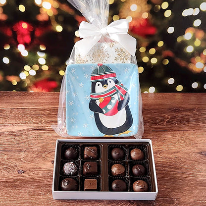 Penguin Plate Set with Milk and Dark Chocolates