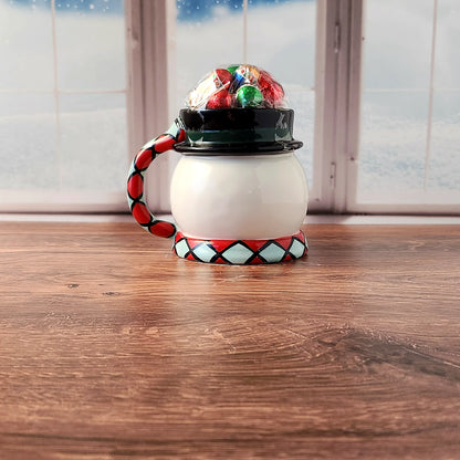 Whimsical Snowman Gift Mug with Chocolate