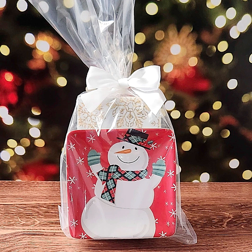 Snowman Plate Set with Milk and Dark Chocolates