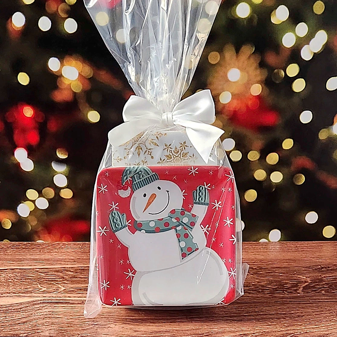 Snowman Plate Set with Milk and Dark Chocolates