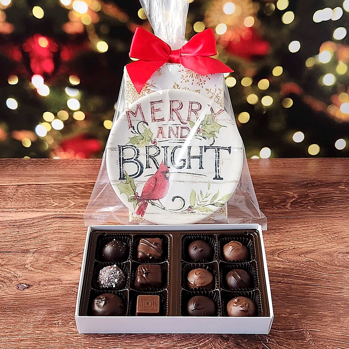 Winter Cardinal Plate Set with Chocolates