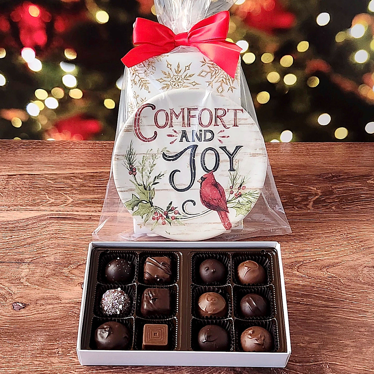 Winter Cardinal Plate Set with Chocolates