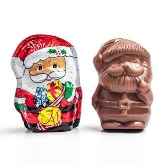 Milk chocolate shaped Santa wrapped in decorative foil