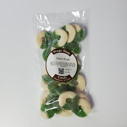 6oz bag of apple ring gummies from Stage Stop Candy