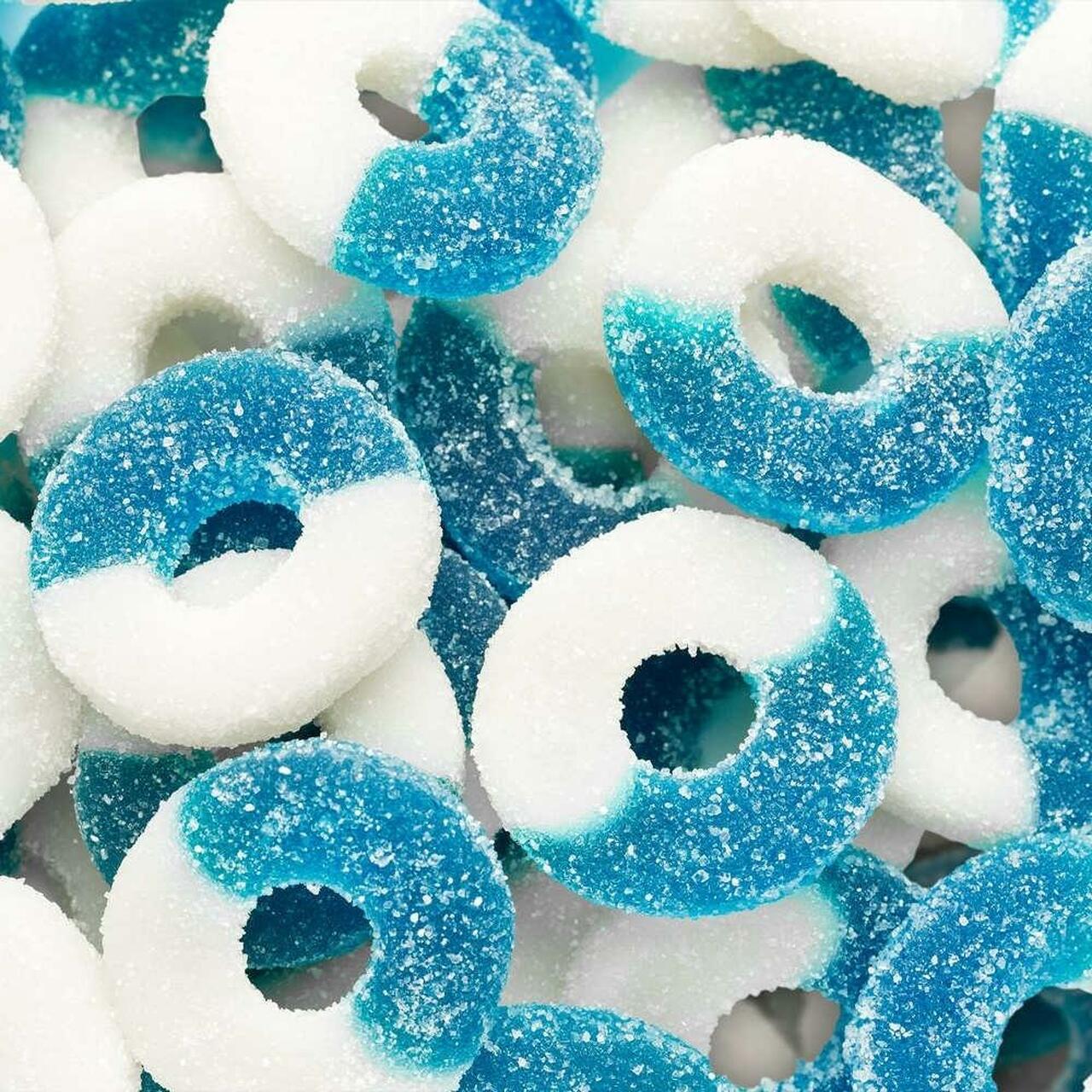 Blue raspberry ring candy gummies