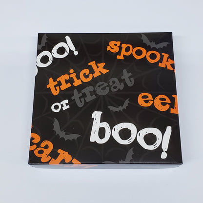 Trick or treat themed Box Cover for 16 Piece Holiday Assortment