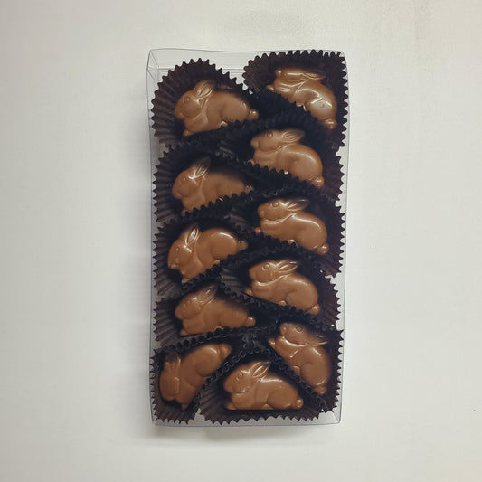 Milk chocolate and caramel bite sized bunny candies