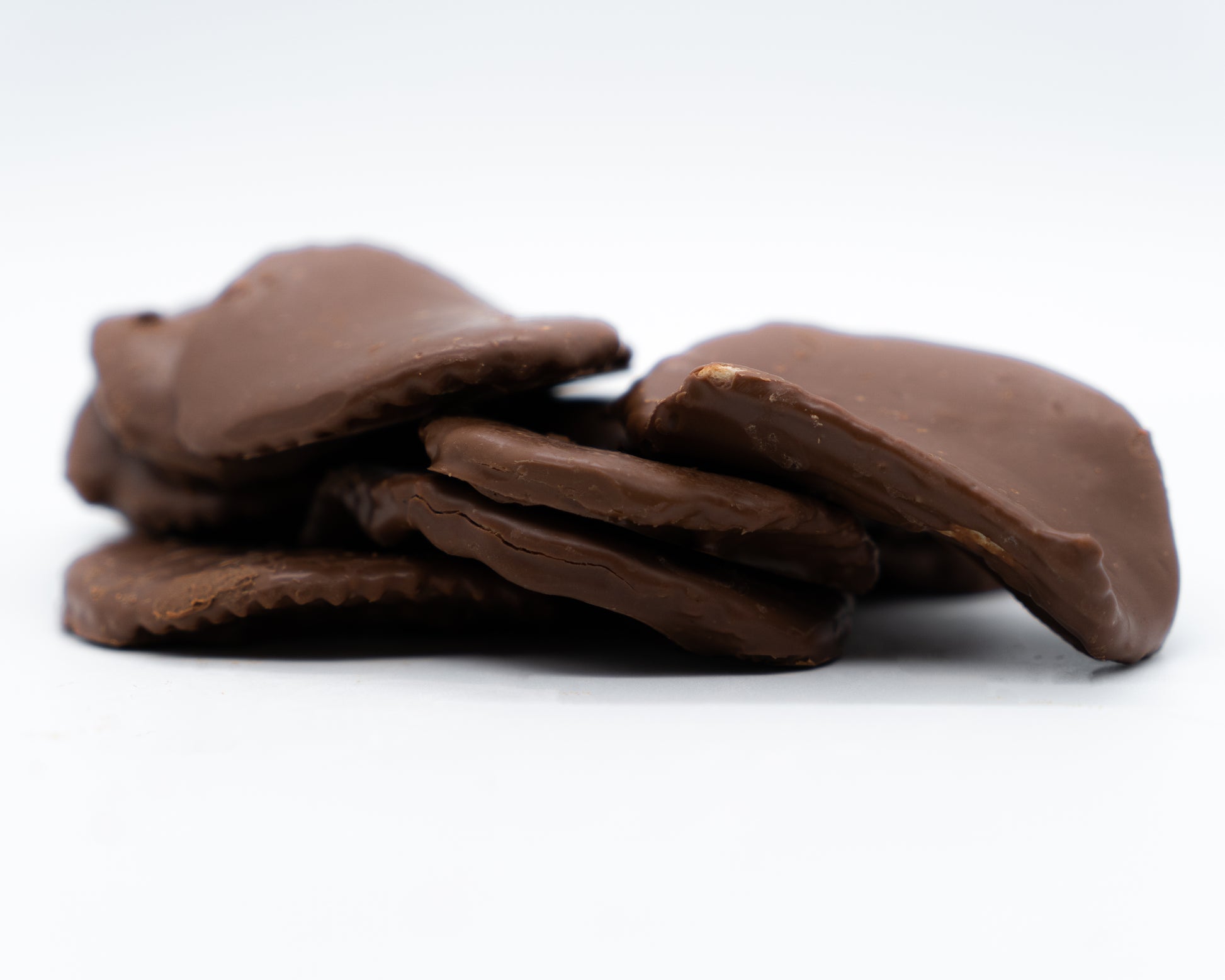 chocolate covered potato chips up close