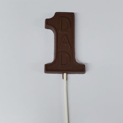Milk Chocolate lollipop with the word 'Dad'
