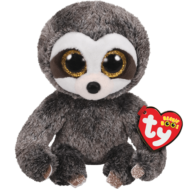 TY Beanie Boo Dangler Two Toned Grey Sloth Plush