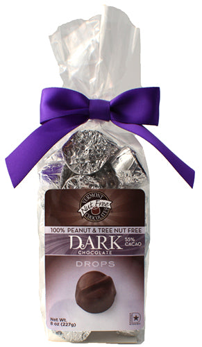 Bag of individual bite sized Vermont Nut Free Dark Chocolate Drops