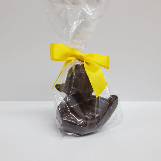 Solid Dark Chocolate Duck Wrapped with Yellow Bow