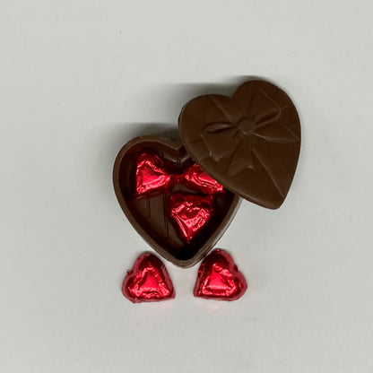 Milk Chocolate Heart Box with Foiled Red Chocolate Hearts Inside