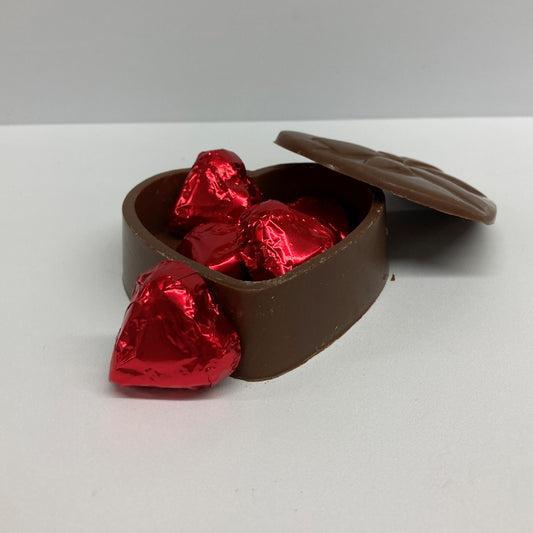 Milk Chocolate Heart Box with Foiled Red Chocolate Hearts Inside