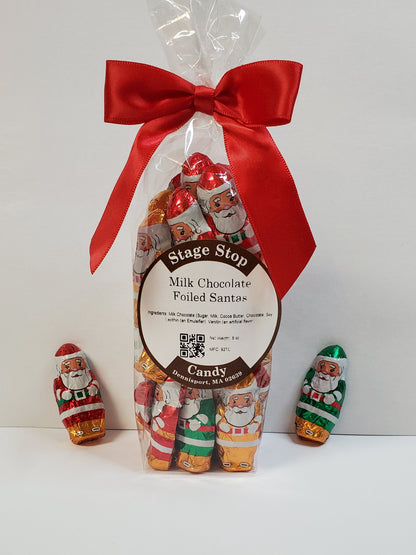 Bag of Milk Chocolate Santas wrapped in decorative foils