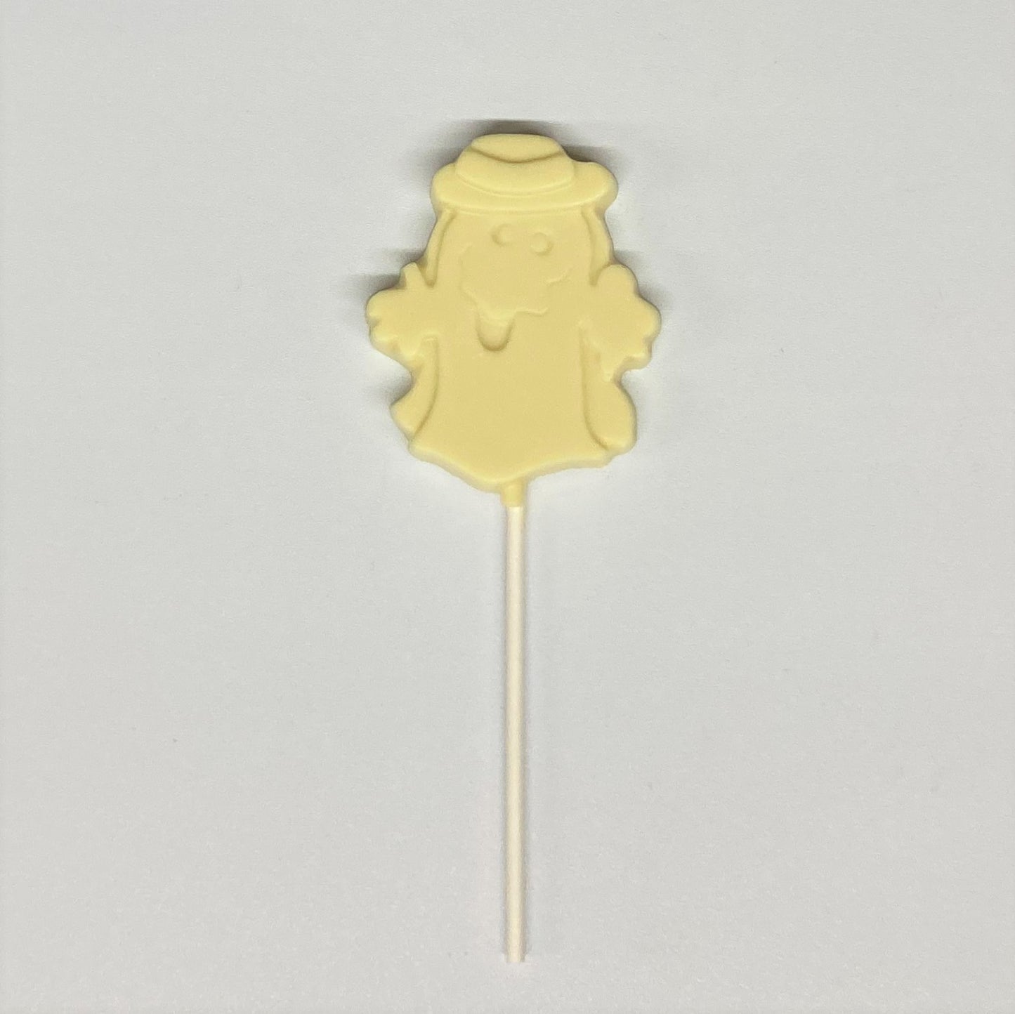 White Chocolate Ghost with Hat Lollipop