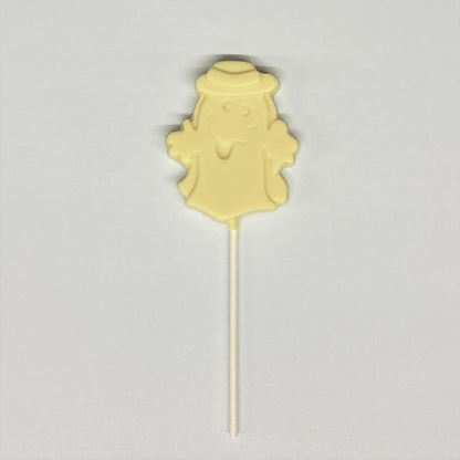 White Chocolate Ghost with Hat Lollipop